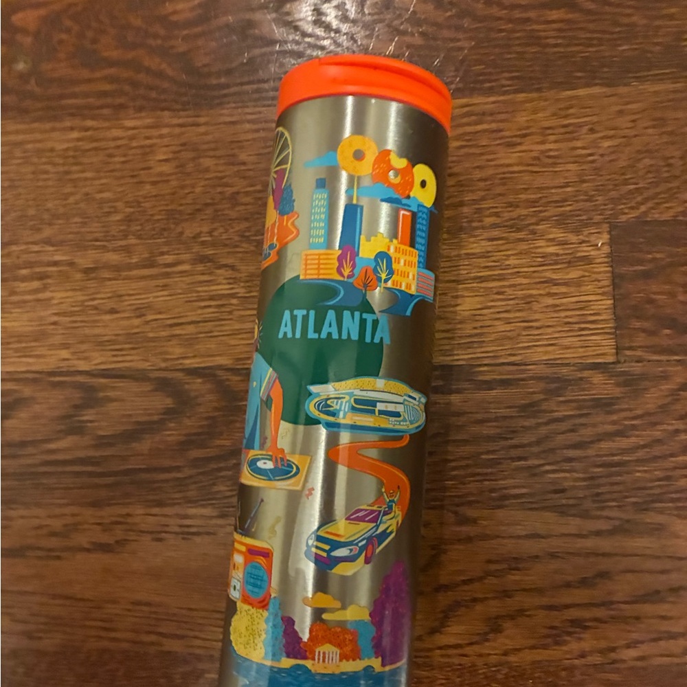 Starbucks Kids Kaleidoscope Tube - Orange Top with Teal and Yellow Graphics